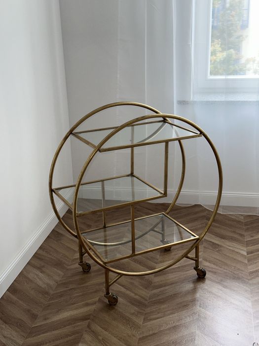 Stolik na kółkach wózek kuchenny barek złoty