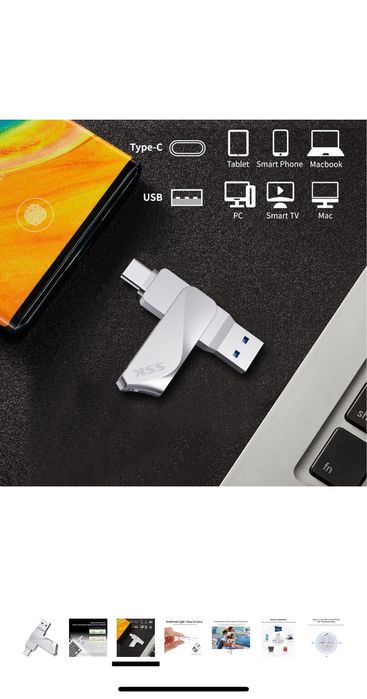 SSK Pamięć USB 128 GB USB 3.2, metalowa pamięć USB, Dual USB,