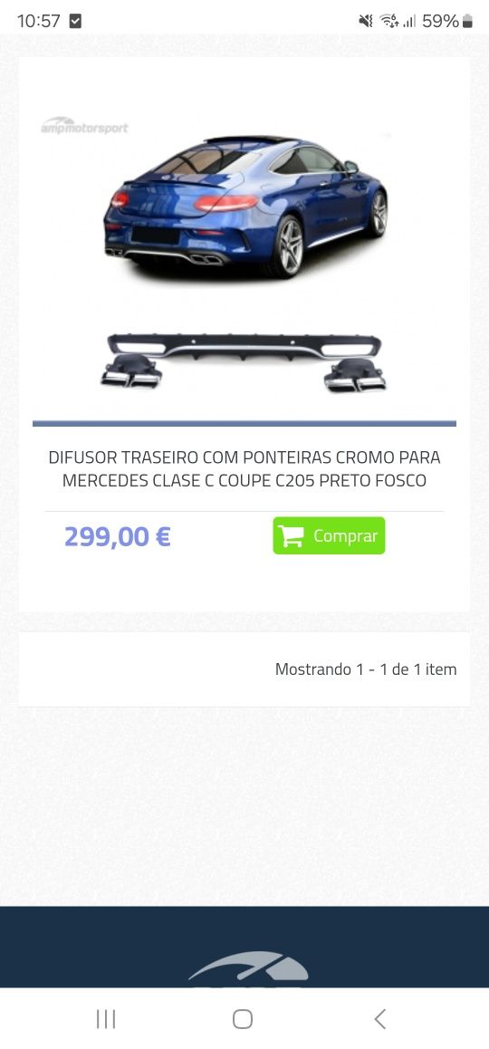 Difusor Traseiro com ponteiras  cromo para MB w205