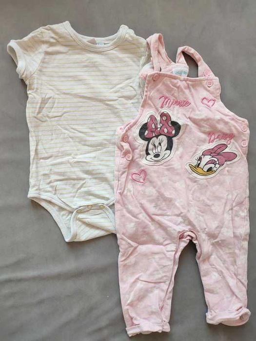 Zestaw body i ogrodniczki z Minnie