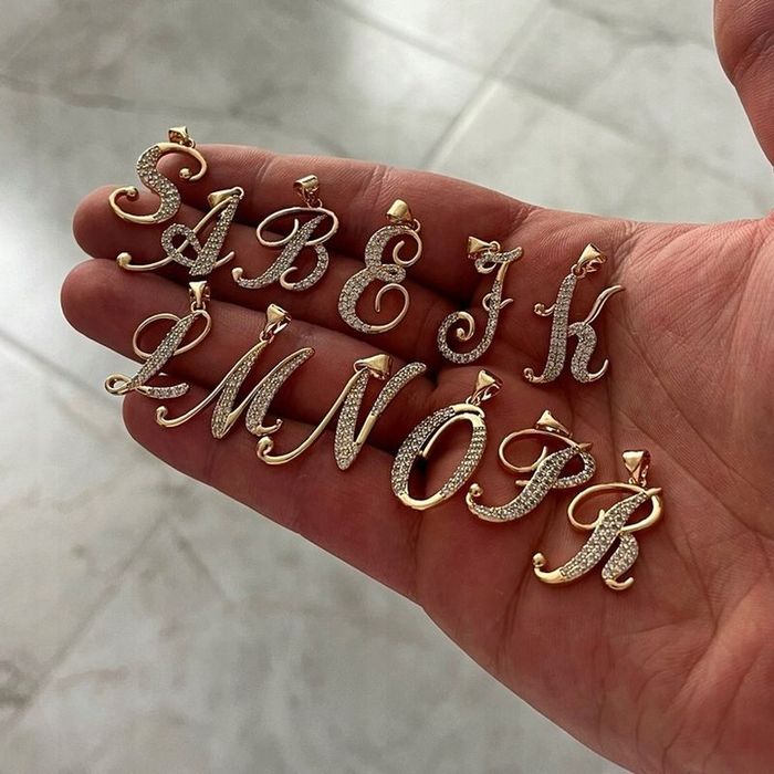 Piękny Złoty Łańcuszek Singapur + Zawieszka Literka "e" Z Cyrkoniami 6