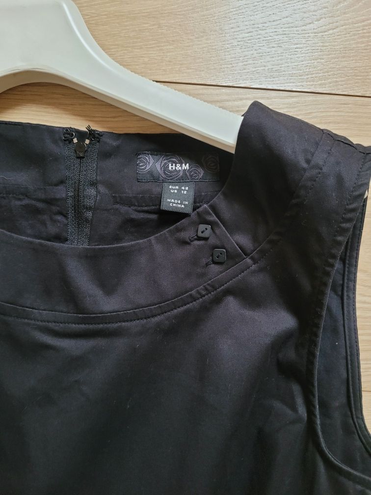 Sukienka czarna H&M r.42 śliczna typu Wednesday, ciekawa princeska