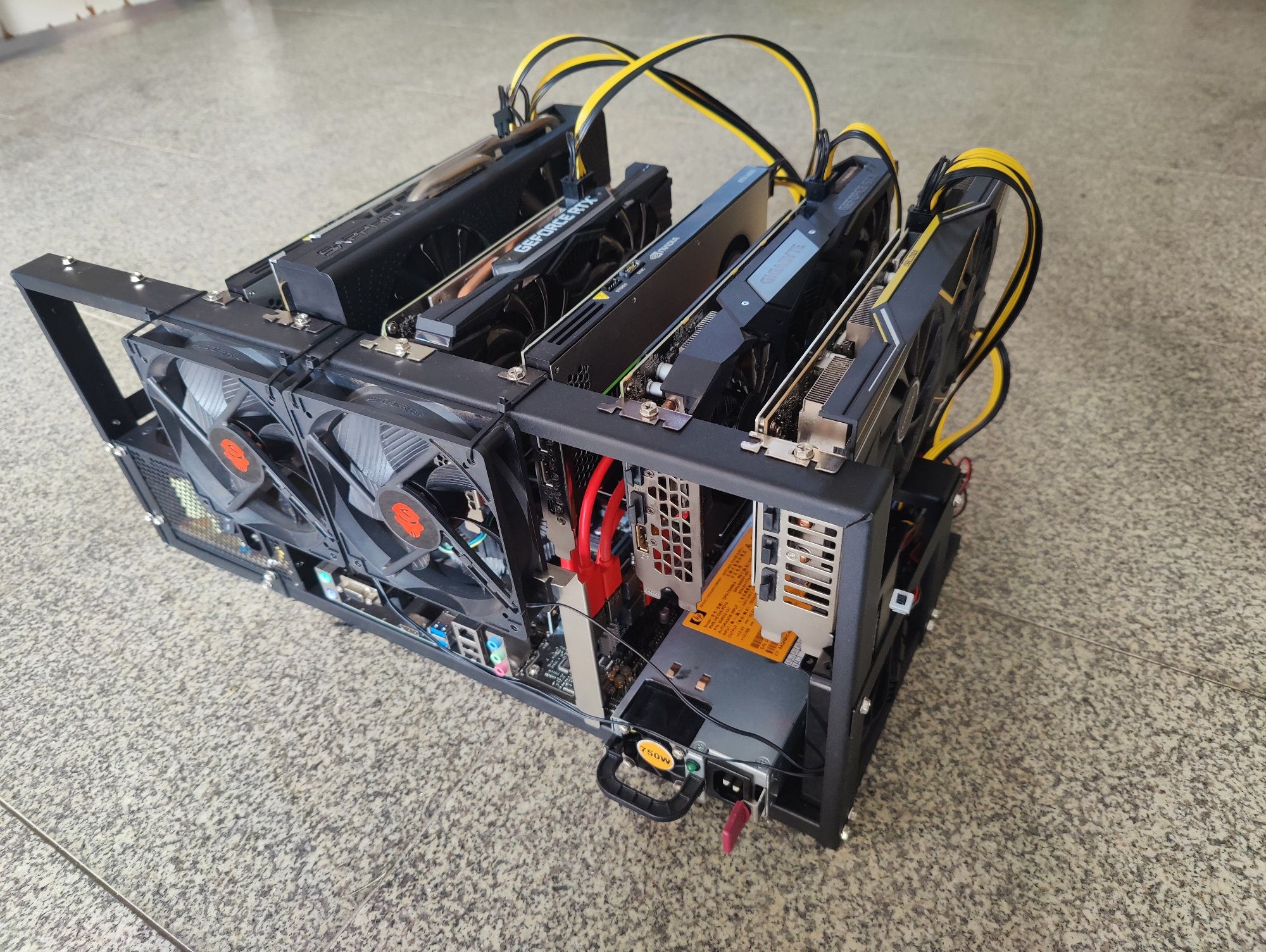 Mining rig 5GPUs 170MHs (rx 5700xt, rtx 2060, rtx 4000, rx 570)