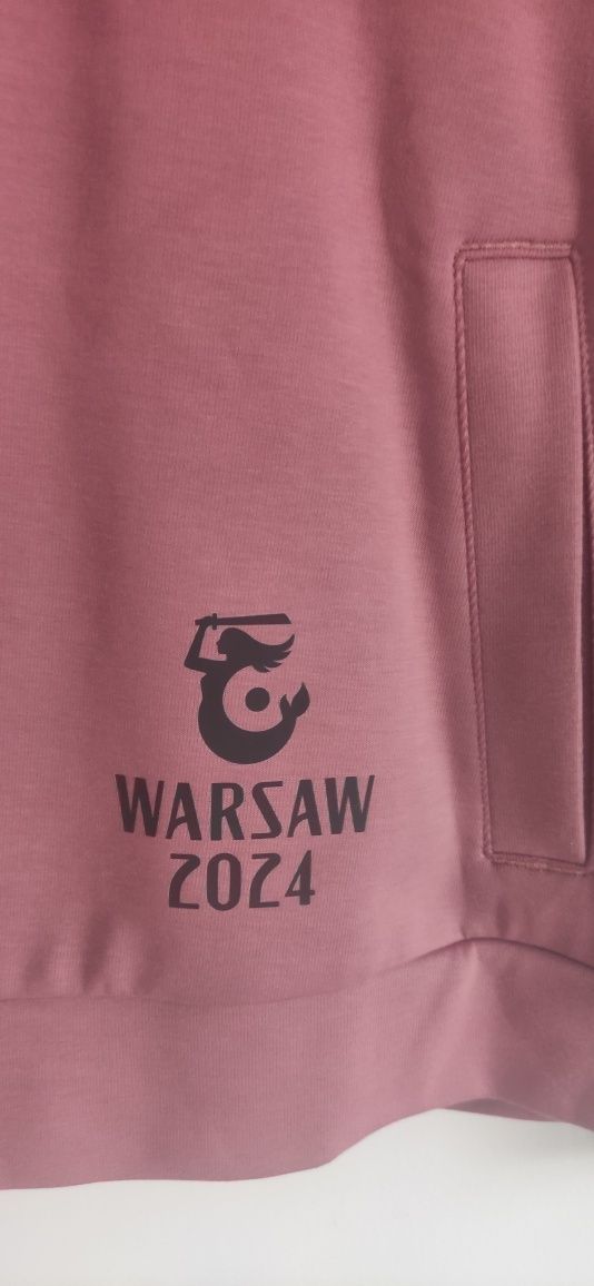 Łososiowy sweter, logo UEFA Warsaw Super cup - Superpuchar 2024 Adidas