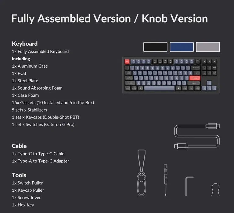 Keychron Q3 QMK Custom Knob 80% TKL дротова мех. hot-swap клавіатура