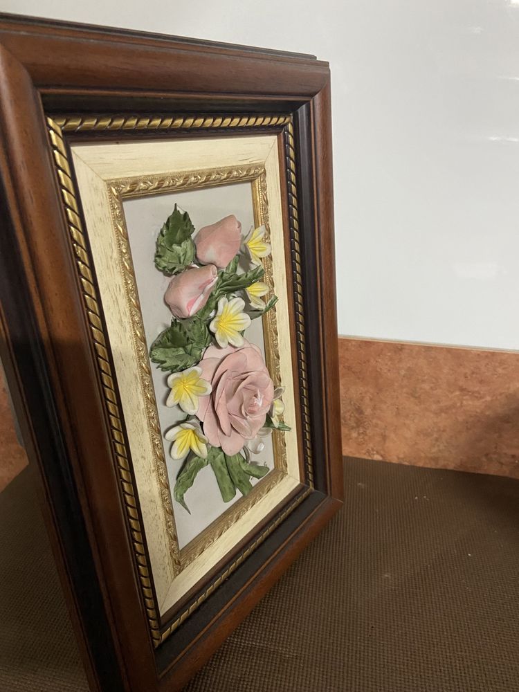 Decoração - Quadro de flores com relevo