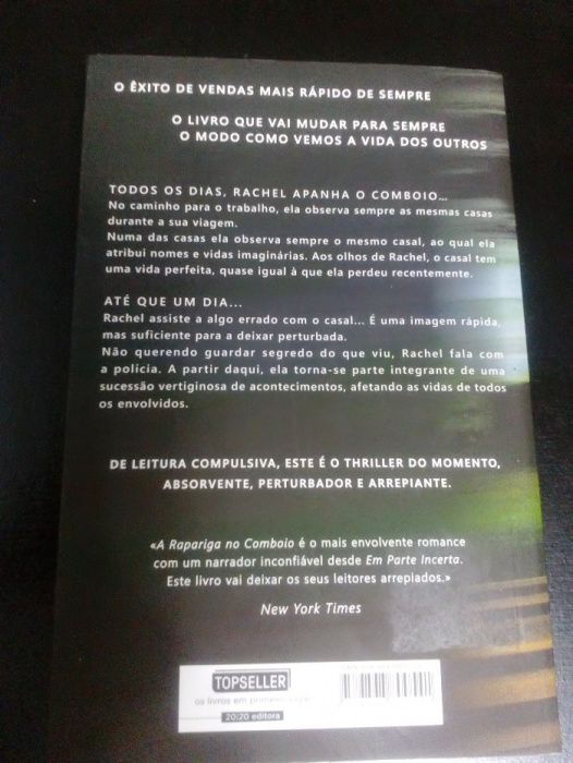 Livro best seller “A rapariga no comboio” de Paula Hawkins, novo