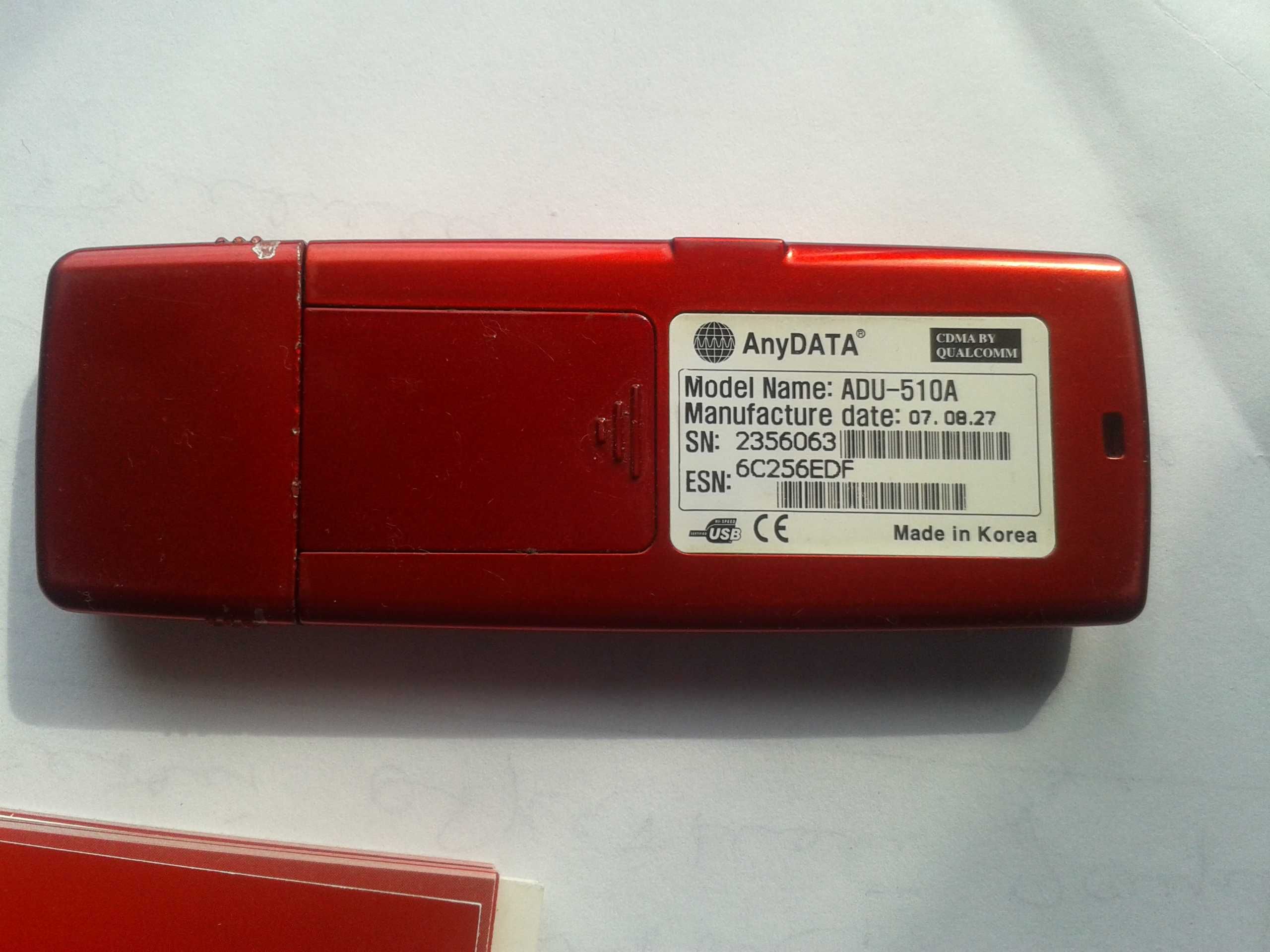 3G модем AnyData ADU-510A с установочным диском и инструкцией