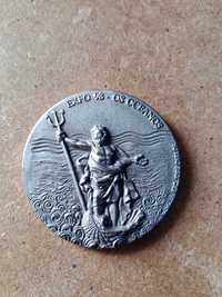 Expo 98 medalha raríssima em prata maciça de lei de 40 mm 28gr
