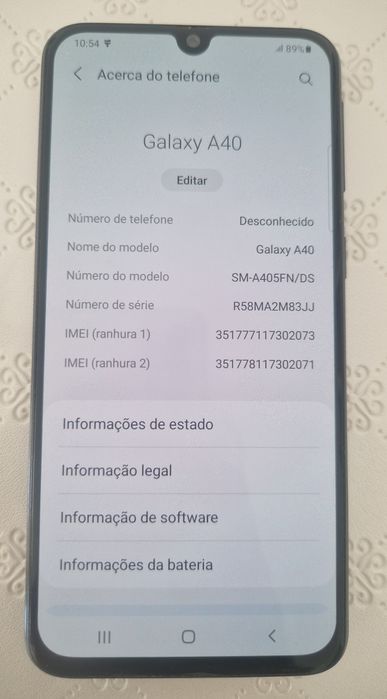 Telemóvel Samsung Galaxy A40