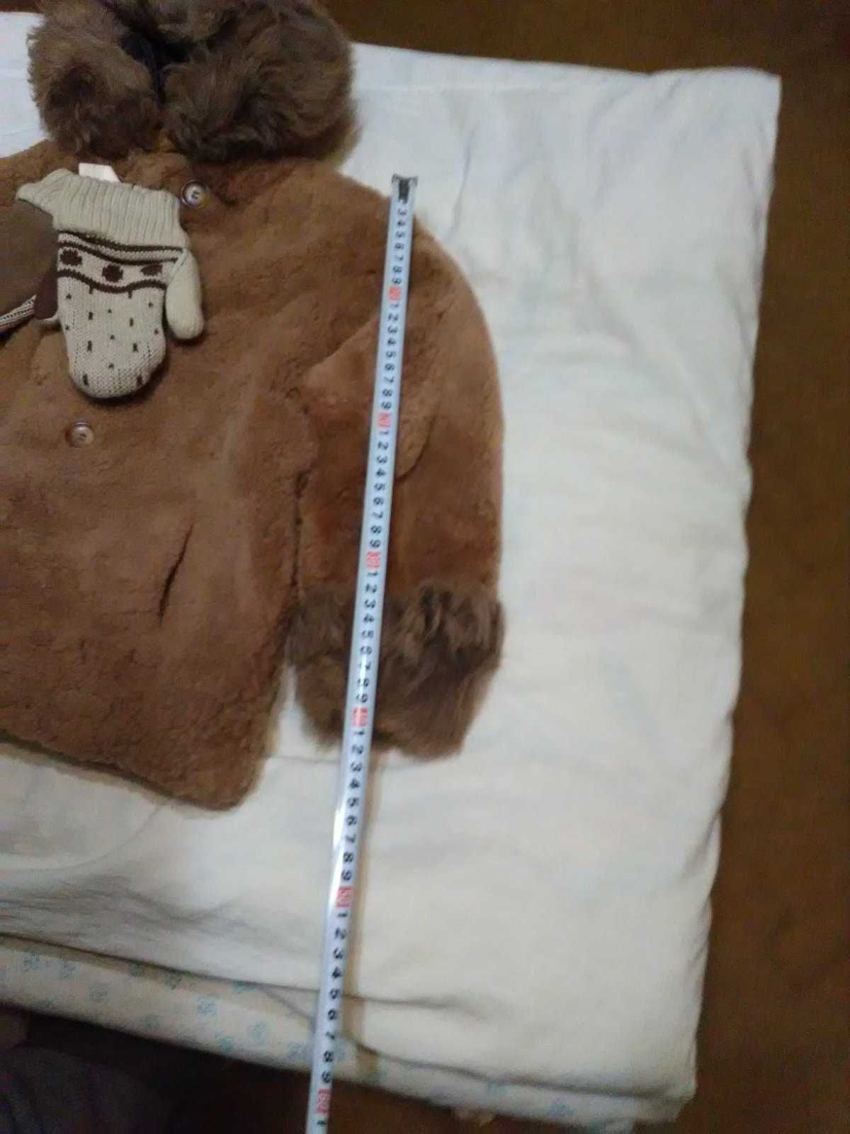 Шуба детская пальто дубленка куртка мерлушка натурал на 2-3г + варежки