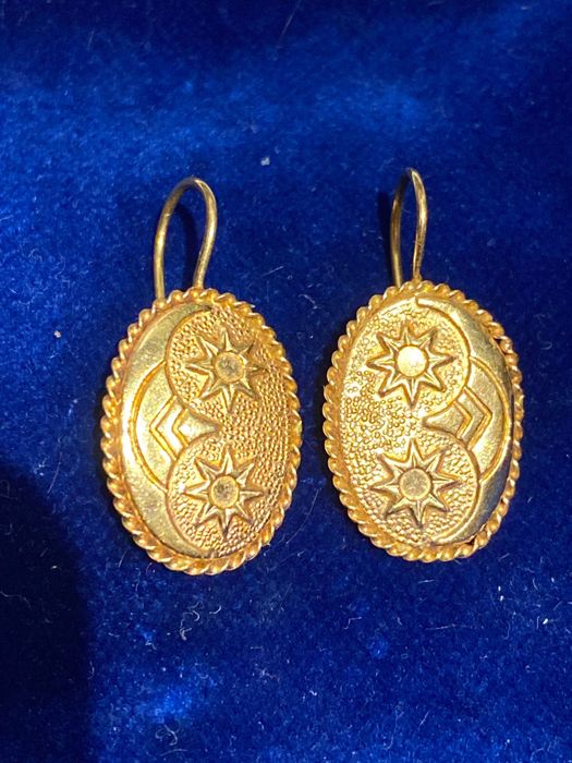 Brincos Antigos Ouro Português contrastado 2 cm 2 gr