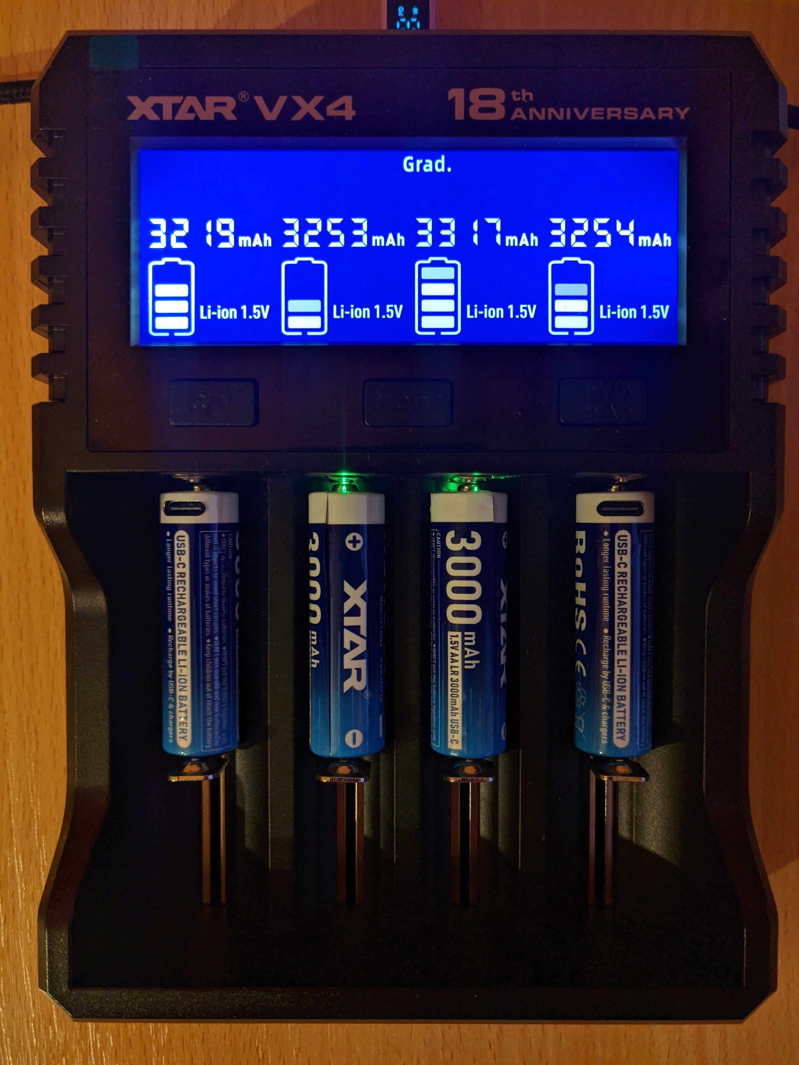 Акумулятор XTAR 1.5V AA LR 3000mAh USB-C ЛІНІЙНИЙ РОЗРЯД + кабель кейс