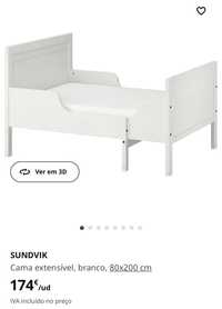 Cama, colchao e estrado IKEA Sundvik excelente estado