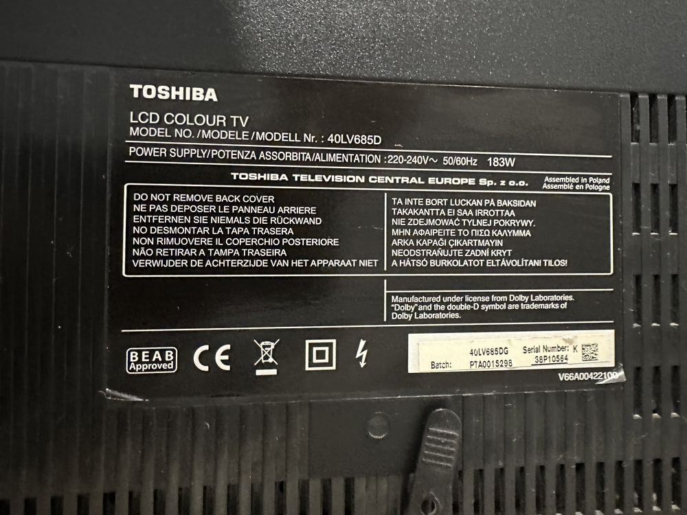 Продам телевизор Toshiba 40LV685D