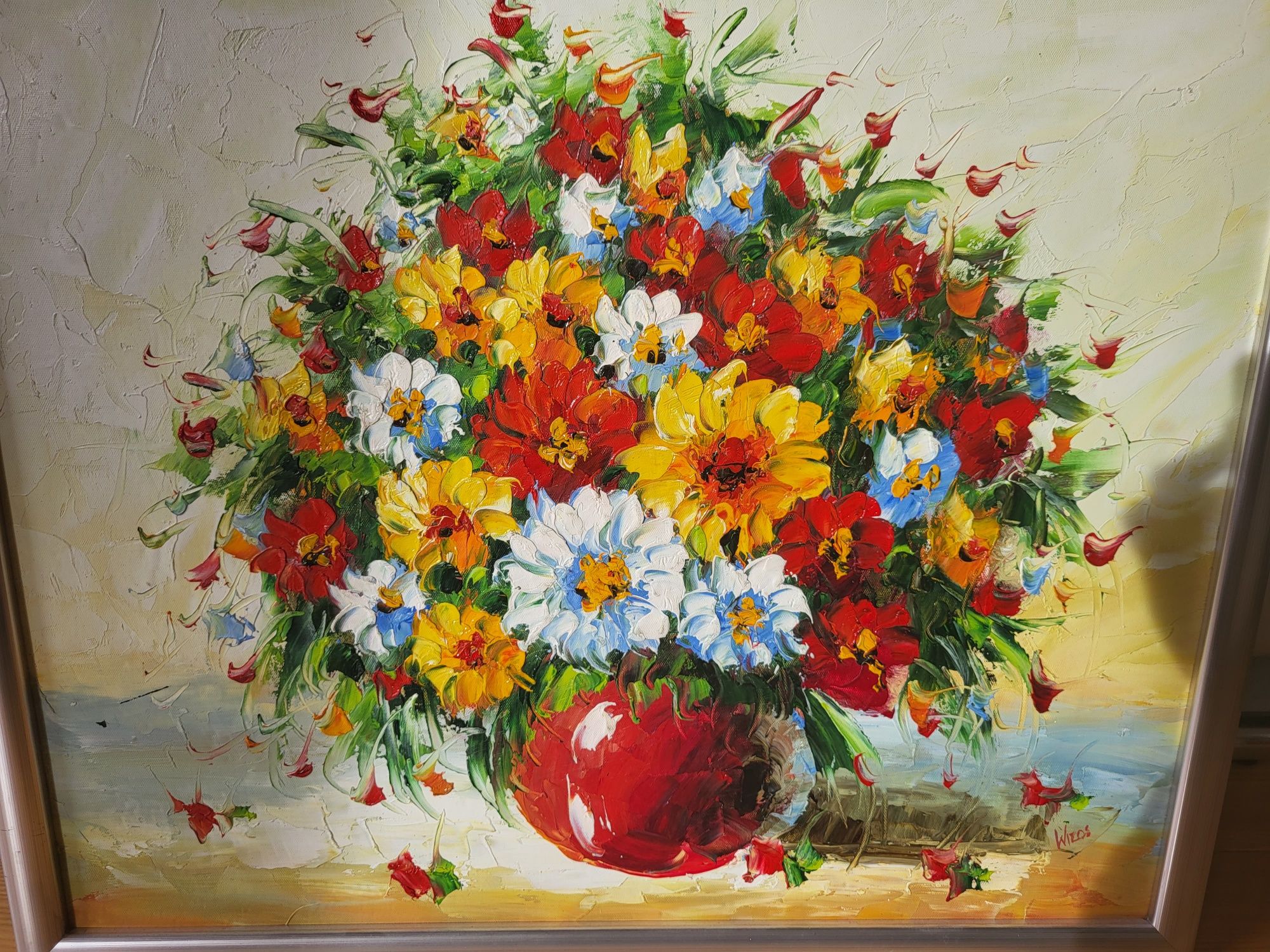 Obraz malowany ręcznie, płótno oprawione w ramę 65,5 x 55 cm