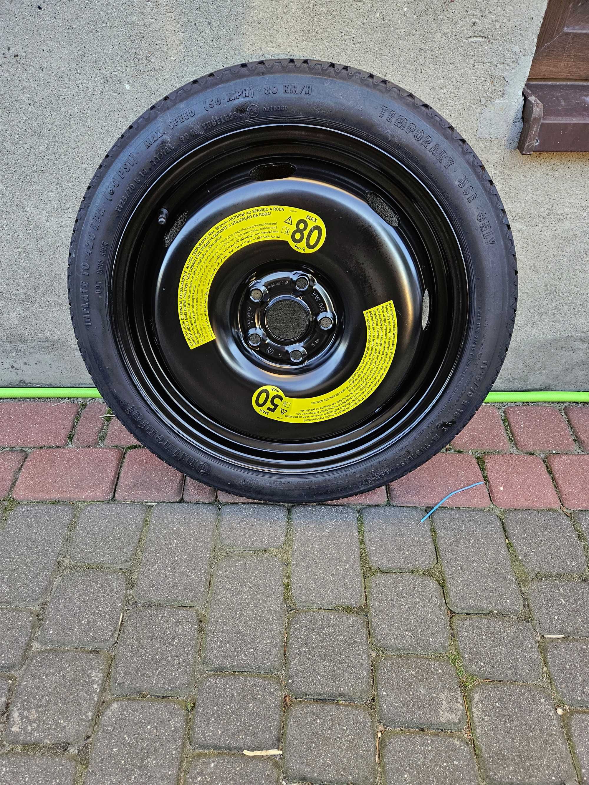 Koło dojazdowe 19 oryginał 5x112 AUDI 125/70/19 a3 8v a4 b8 b9 a5 c7