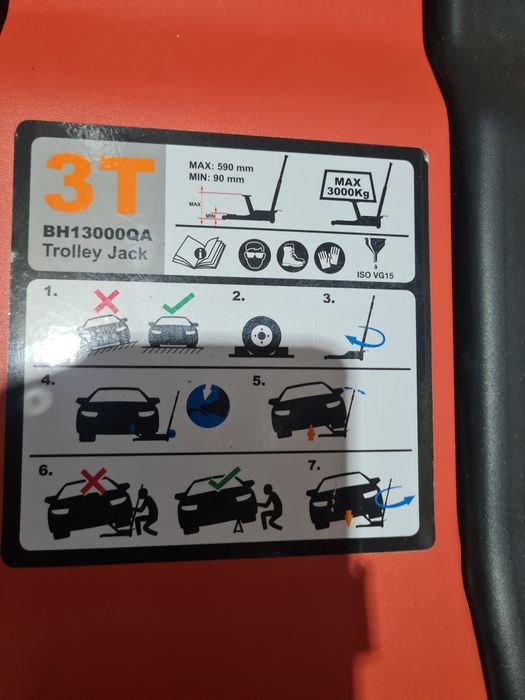 3 T Podnośnik typu jack z funkcją szybkiego podnoszenia,bahco bh13000q