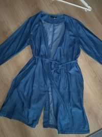 Sukienka wiązana pasek L jeansowa dzinsowa szlafrok płaszcz
