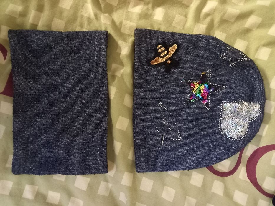 Шапка і хомут, демісезонний комплект на 7-13 років