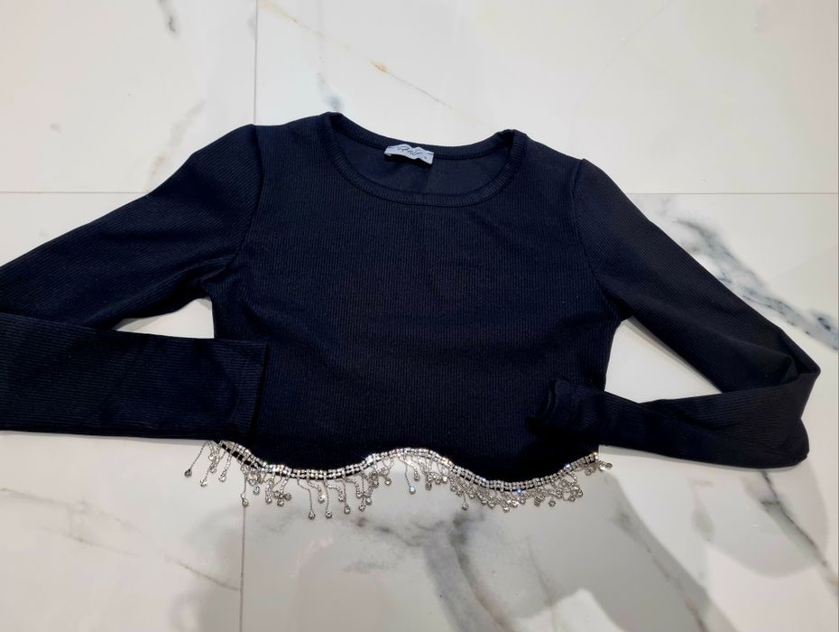 Czarny komplet 100 zł z cyrkoniami top legginsy