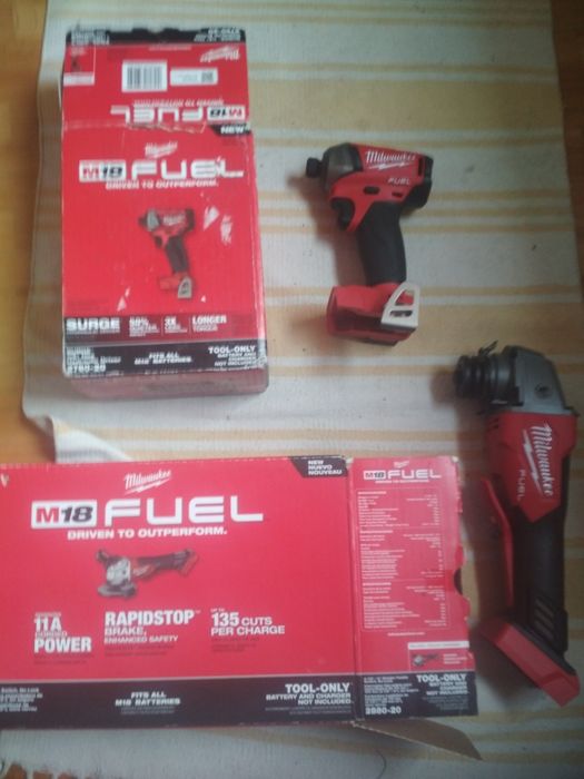 Szlifierka kątowa Miłoki na baterie i wkrętarka