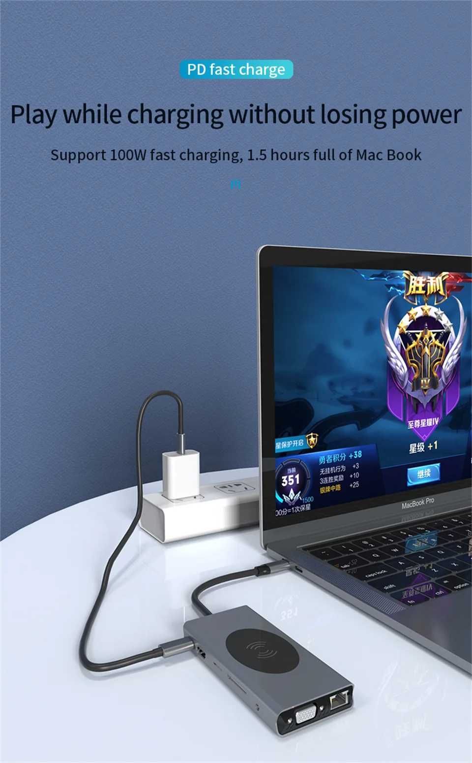 Hub Хаб 13в1 для Macbook, Ноутбук HDMI USB 3.0 TypeC Ethernet RJ45 Хаб