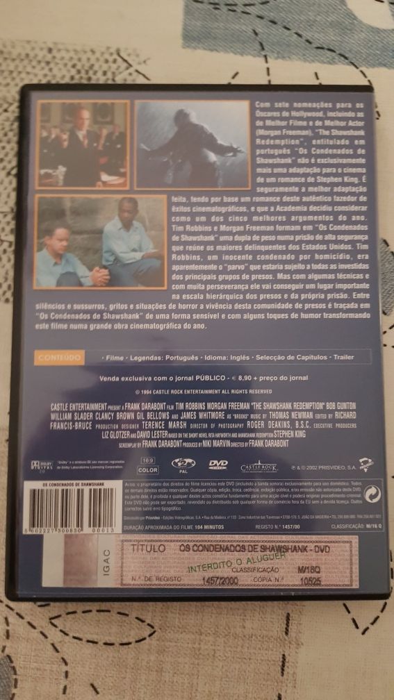 DVD Os Condenados de Shawshank