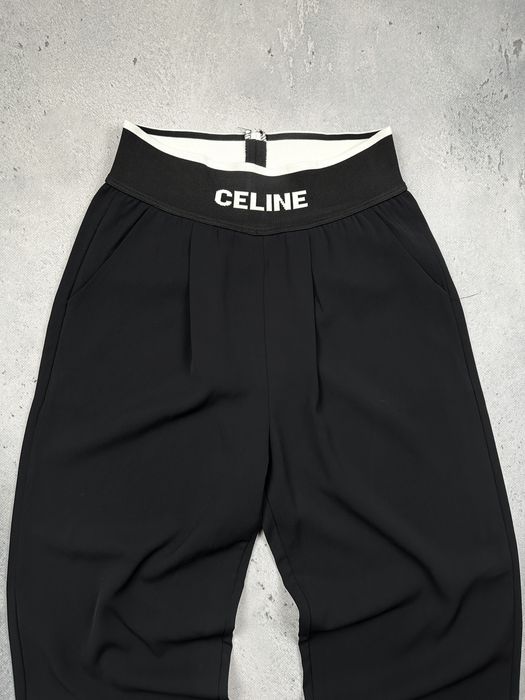 Luksusowe Spodnie Celine Z Szeroką Gumą z Logo