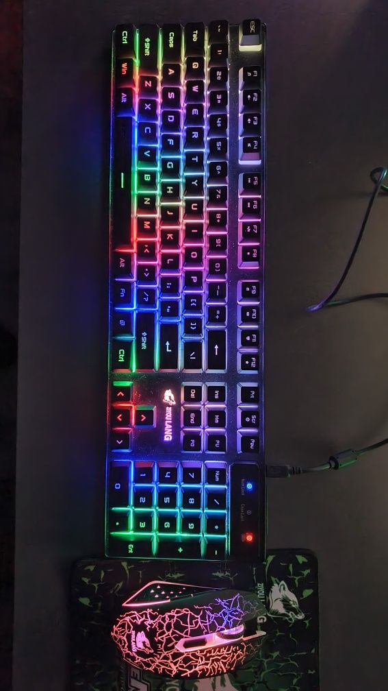 Gamingowy zestaw bezprzewodowy klawiatura i mysz podświetlenie RGB aku