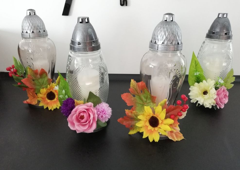 Znicz zdobiony kwiatami 70h palenia