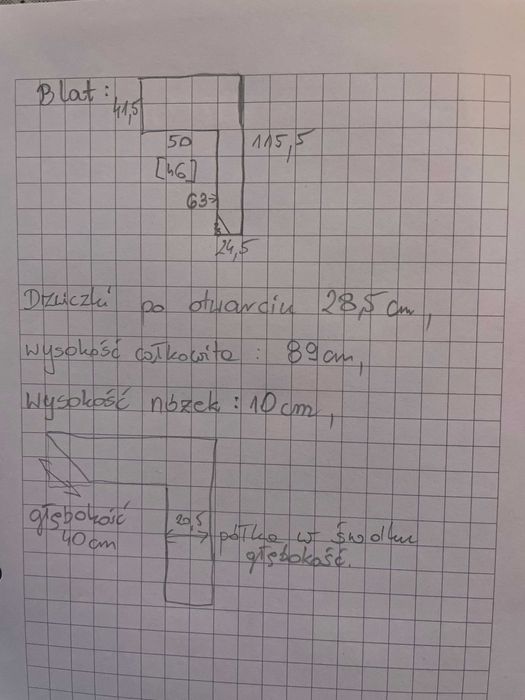 Szafka narożna niebieska.