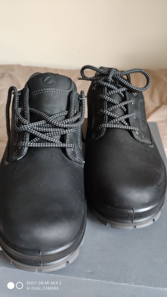 Ecco Rugged Truck wodoodporne czarne skórzane buty rozm 43