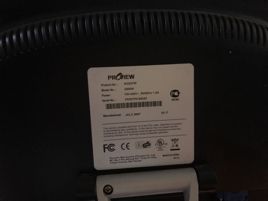 Продам монитор ProView 2200w 22”