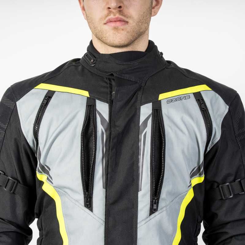 Kurtka Motocyklowa Tekstylna Ozone Tour III Black/Grey/Fluo Yellow XXL