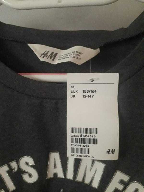 Тонкий трикотажный лонгслив кофта для девочки h&m на рост 158-164