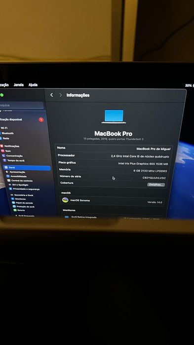 MacBook Pro 13” 2019 Touch Bar como novo