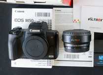 Canon eos M50 +adapter eos ef (ef-s)-EOS M + 3 akumulatory i ładowarki