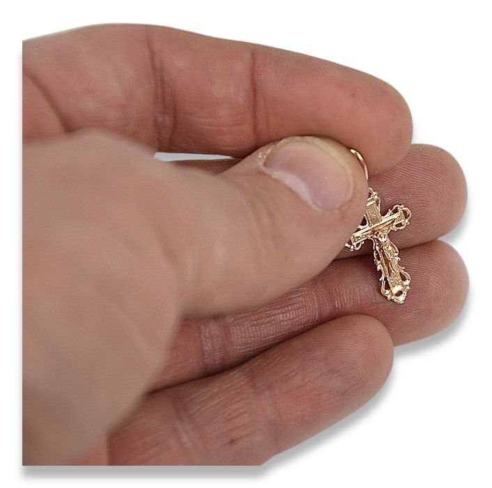 Krzyżyk Prawosławny 14k 585 z różowego złoto Gdańsk biżuteria oc007r