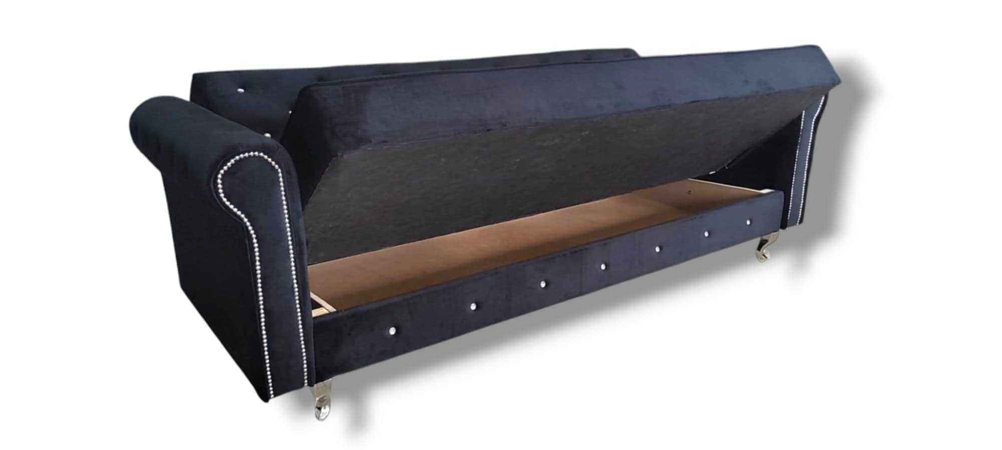 Kanapa Sofa Wersalka Komplet Glamour Kryształ USZAK puf pojemnikzestaw