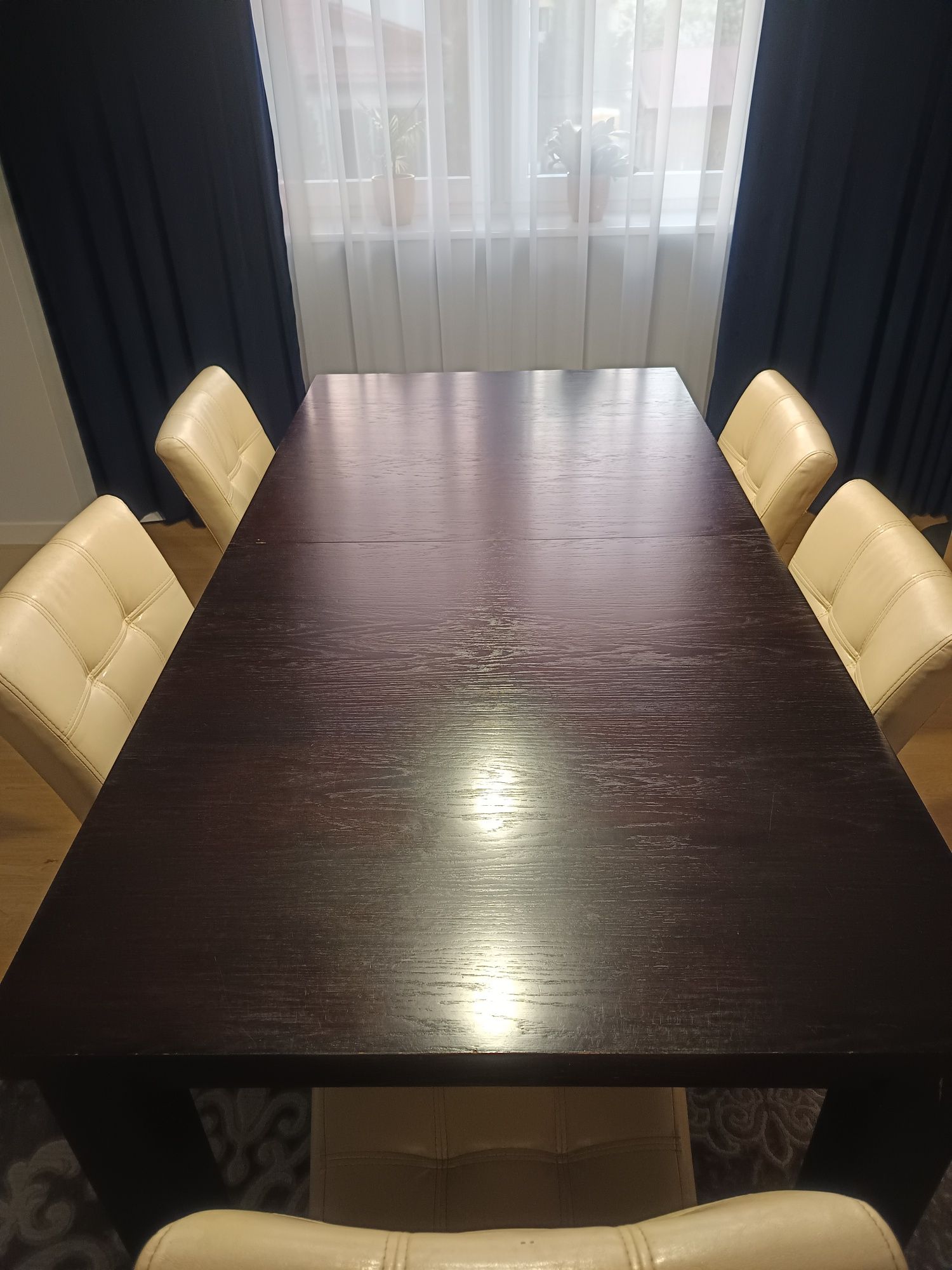 Stol rozkładany z krzesłami fornir długość 180