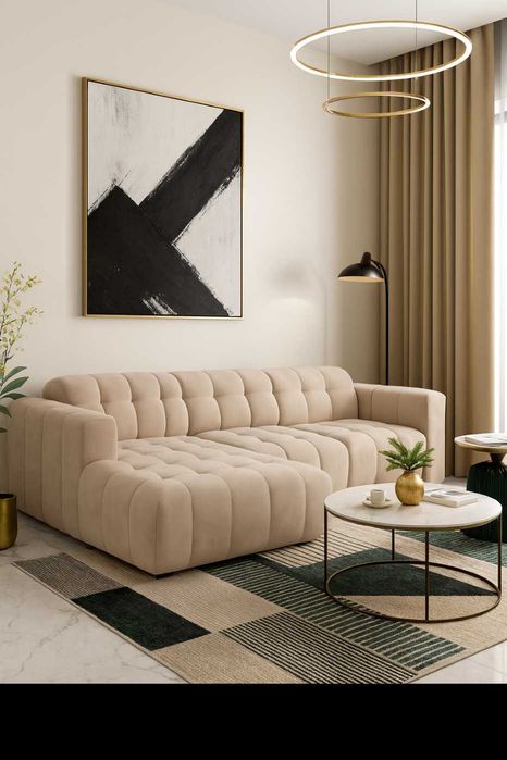 Nowoczesny narożnik elegancki z nowoczesnymi przeszyciami rogówka sofa