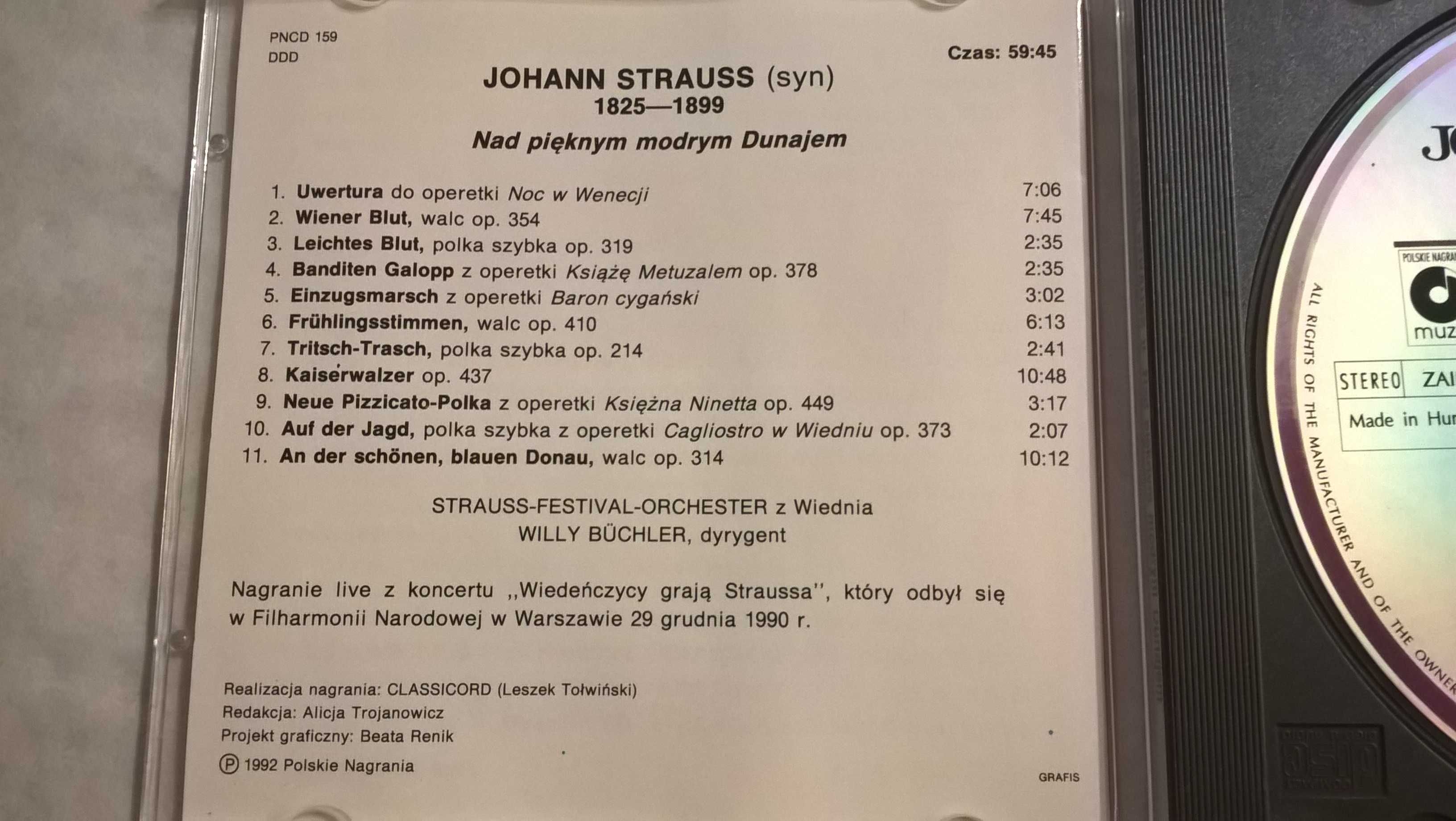 Płyta CD - Johann Strauss II "Nad pięknym modrym Dunajem"