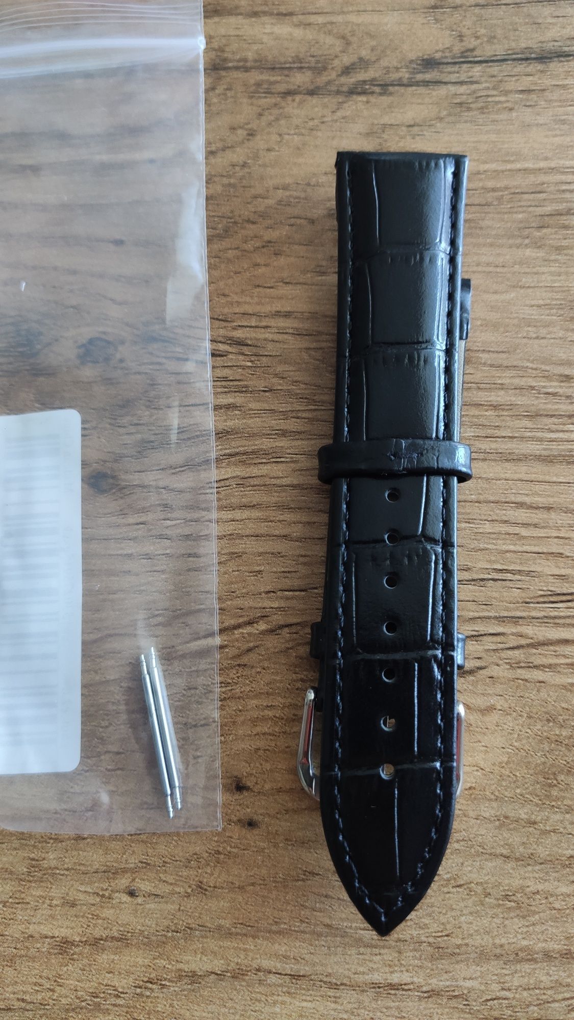 Skórzany czarny pasek do zegarka 22mm
