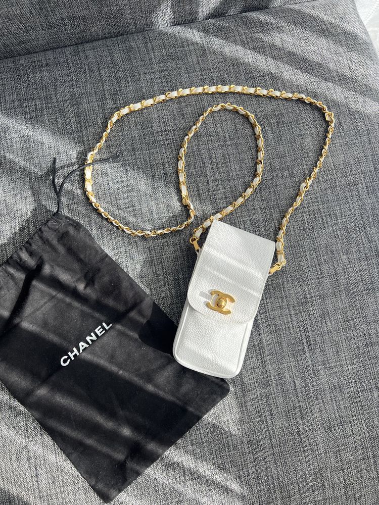 Chanel mini torebka biala oryginalna z workiem