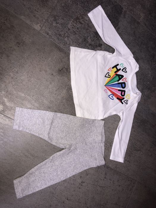 Bluzka z długim rękawem i legginsy prążkowane r.62 F&F