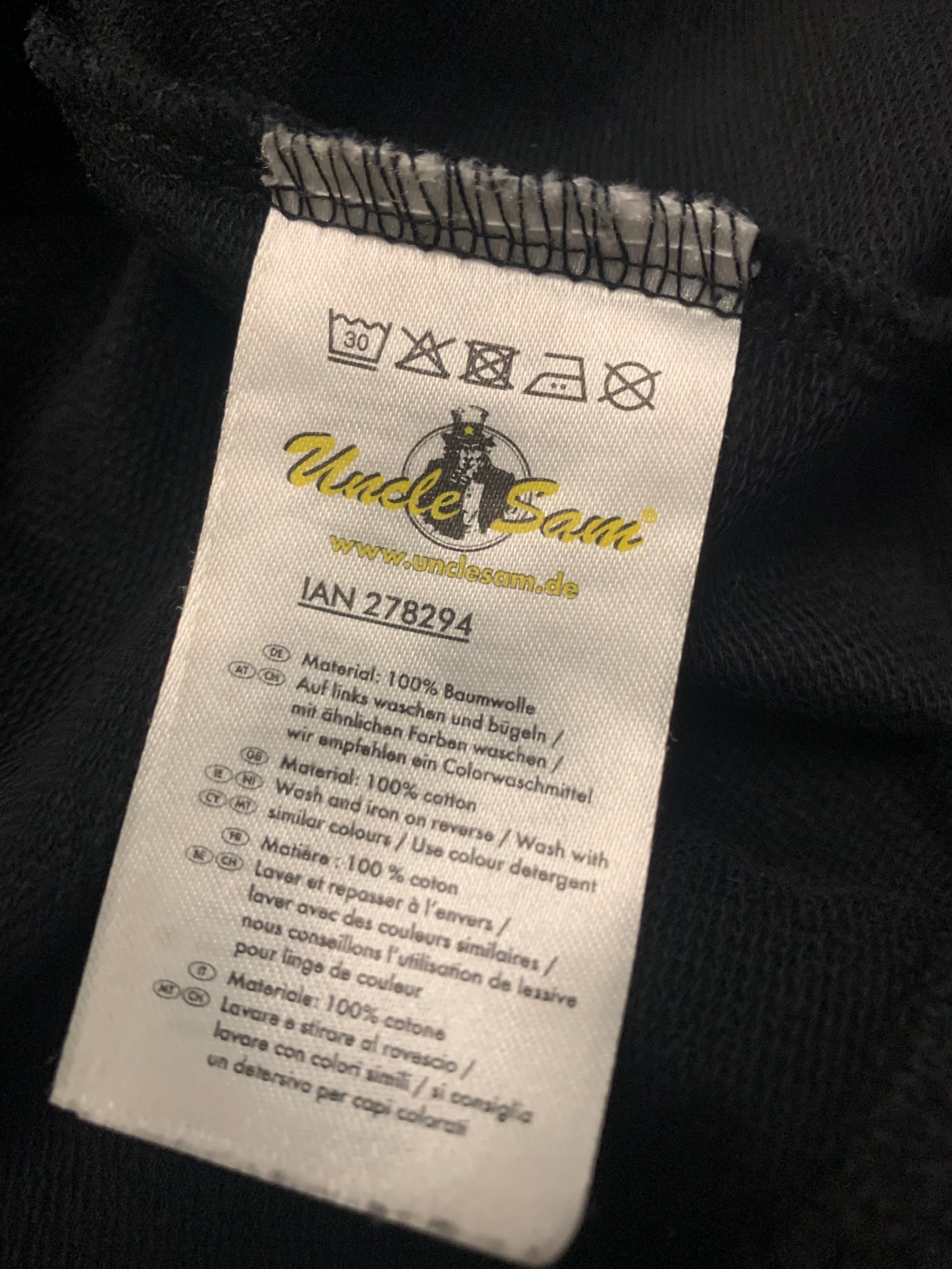 Uncle Sam czarna markowa logowana sportowa bluza męska kangurka XL/XXL