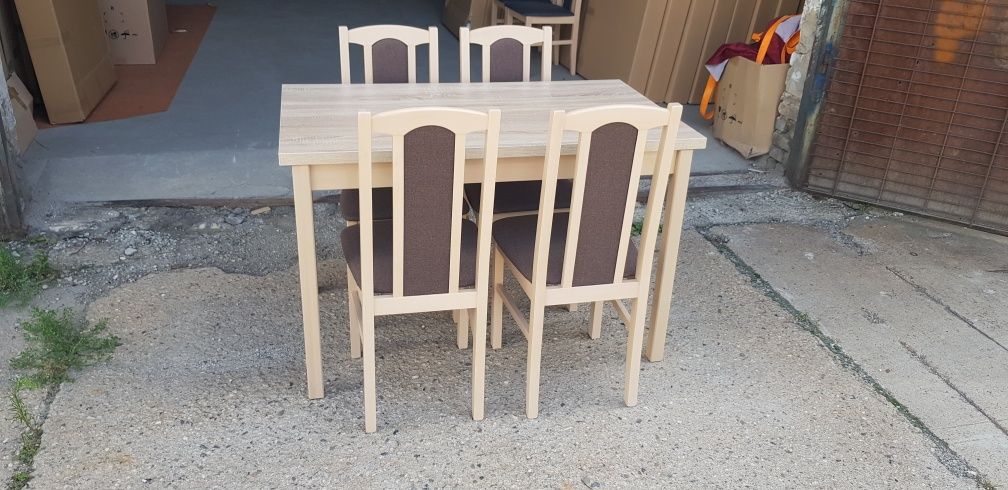 Nowe: Stół 70x120 + 4 krzesła, sonoma + brąz,  dostawa cała PL