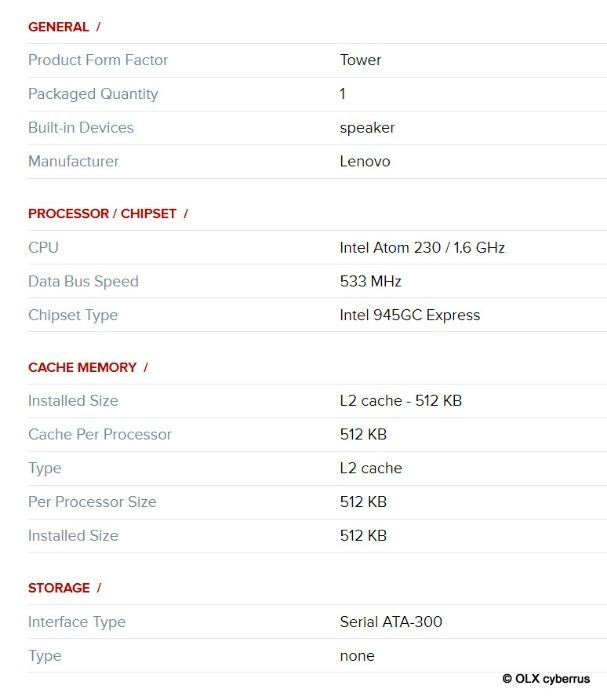 NOWY komputer Lenovo ThinkCentre A57e 6306 - Atom 230 1.6 GHz
