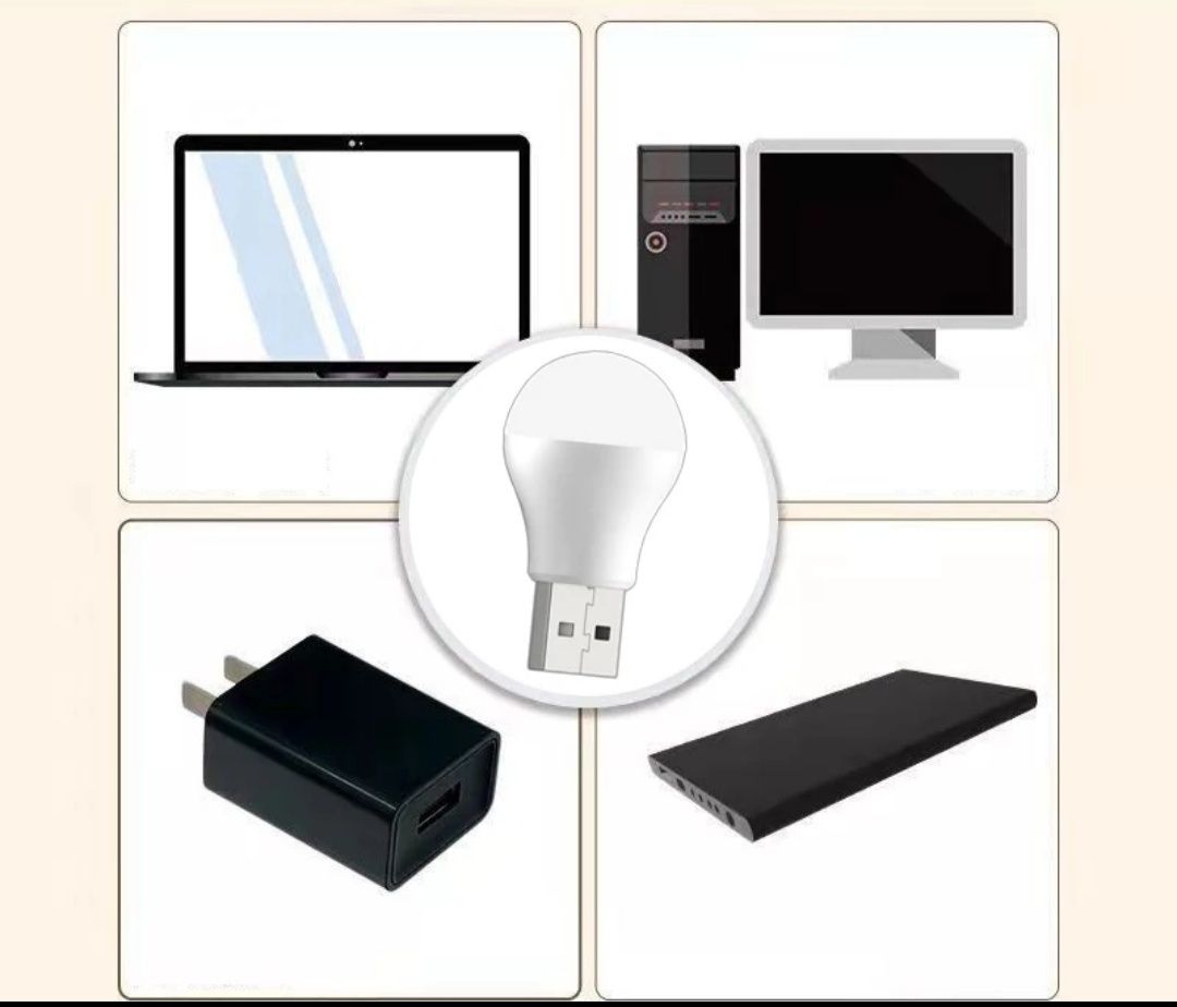 USB лампа светильник, ночник, светодиод белый 5мм, ртутный выключатель